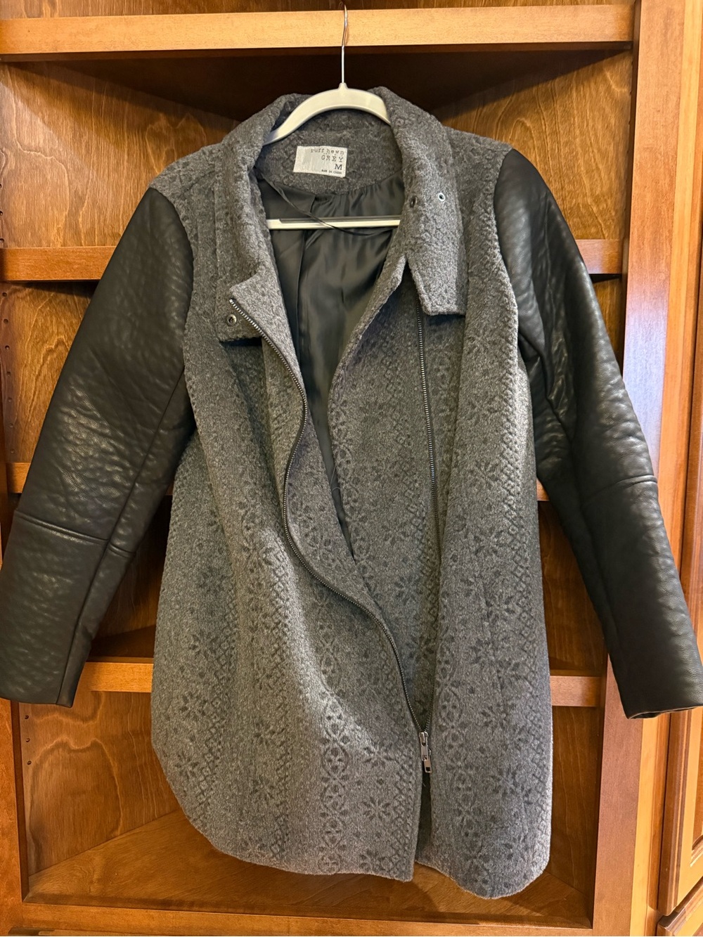 Ruff Hewn Grey Moto Coat Medium Gray Black Contrast Sleeve